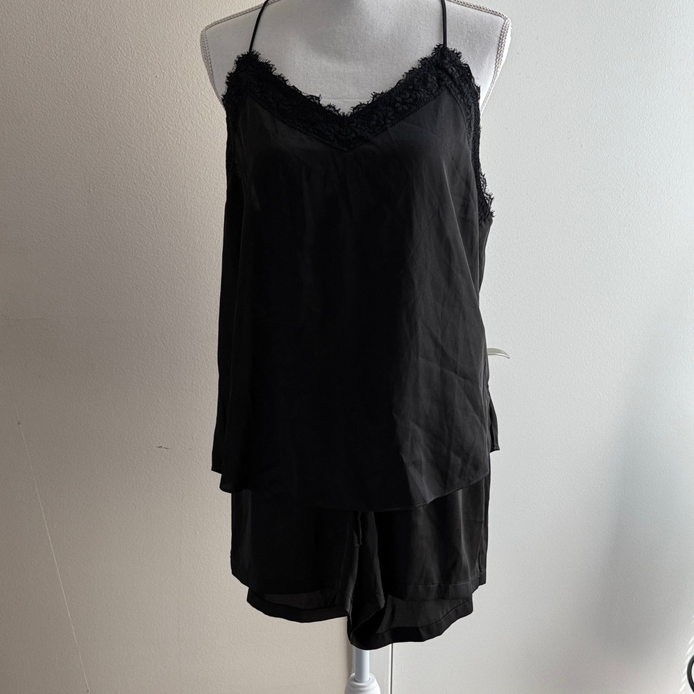 White House Black Market Black Lace Pajama Set